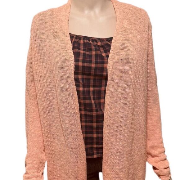 Eileen Fisher Knit  Women Cardigan XS Coral  Open Front Linen Cotton - Picture 2 of 7